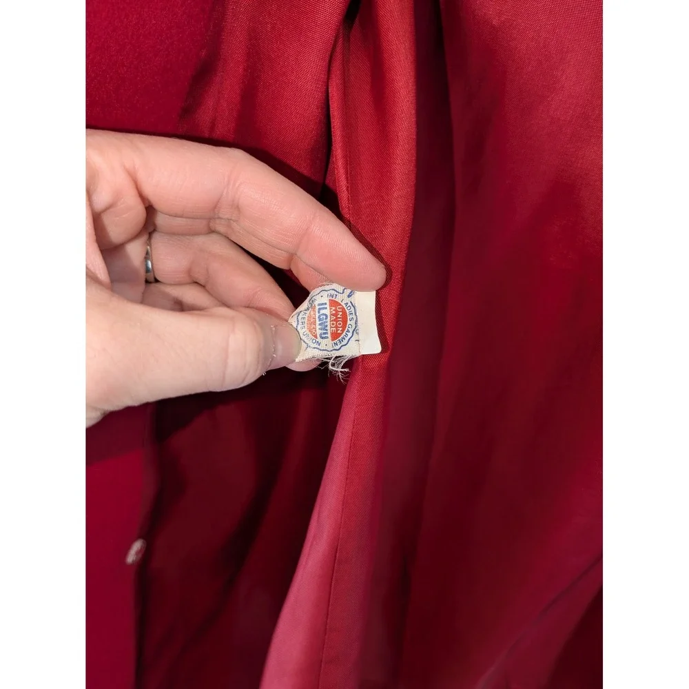 Fitz Vintage‎ Red Wool Blazer Jacket Size 8 Double Breasted USA Made